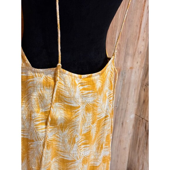 Yellow & White Palm Print Rue Stiic Womens Midi Dress With Spaghetti Straps & Op - Picture 5 of 9
